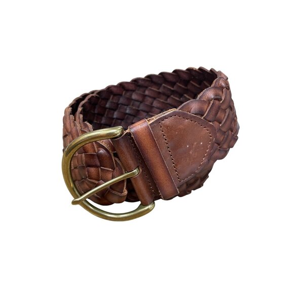 Madewell 1937 xs/s vtg wms brown leather braided wide fashion belt SKU 9861 main image 11